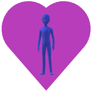 男性ハートボタン紫
