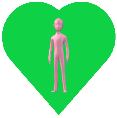 男性ハートボタン緑9